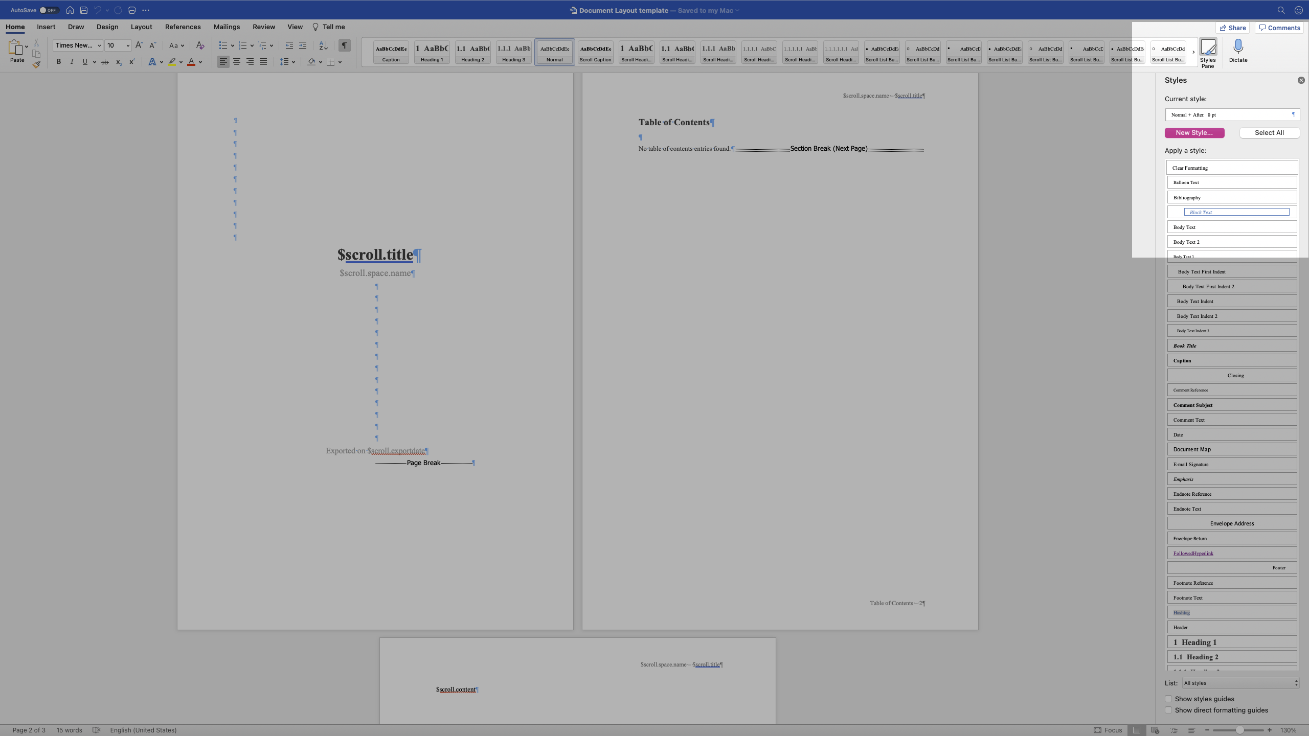 Create Word template